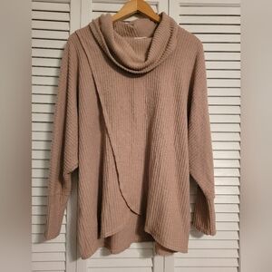 LuLaRoe KRISTEN Women's Waffle Knit Cowl Neck Sweater in Tan